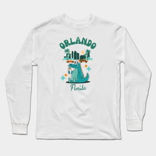 Orlando Florida - Cute Gator Burrito Retro Long Sleeve T-Shirt